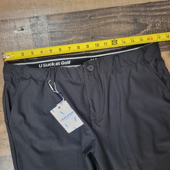 NWT U Suck at Golf Mens 36/30 Black Dress‎ Athletic Stretch Pants Lightweight - Picture 13 of 16